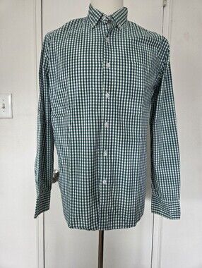 J. Crew Green and White Gingham Button-Up Shirt